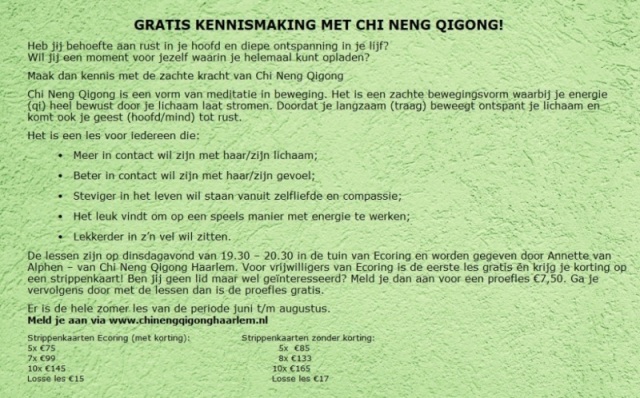 Gratis kennismaking met Chi Neng Qigong